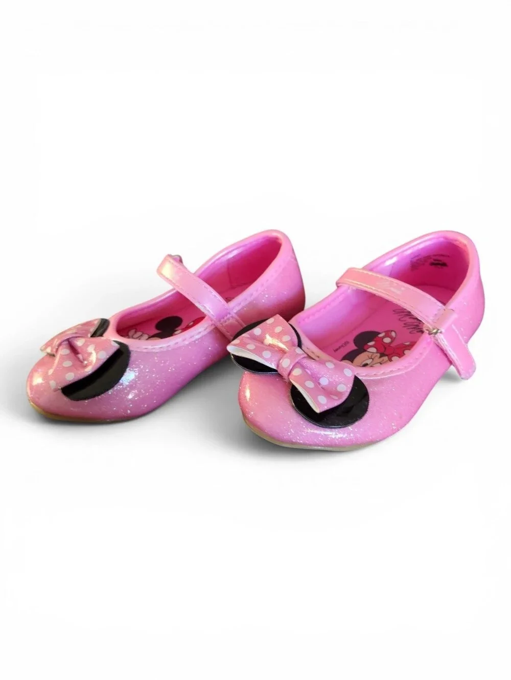 Disney Minnie Mouse Pink Toddler Girl Glitter Shoes with Bow - NWOT -  6
